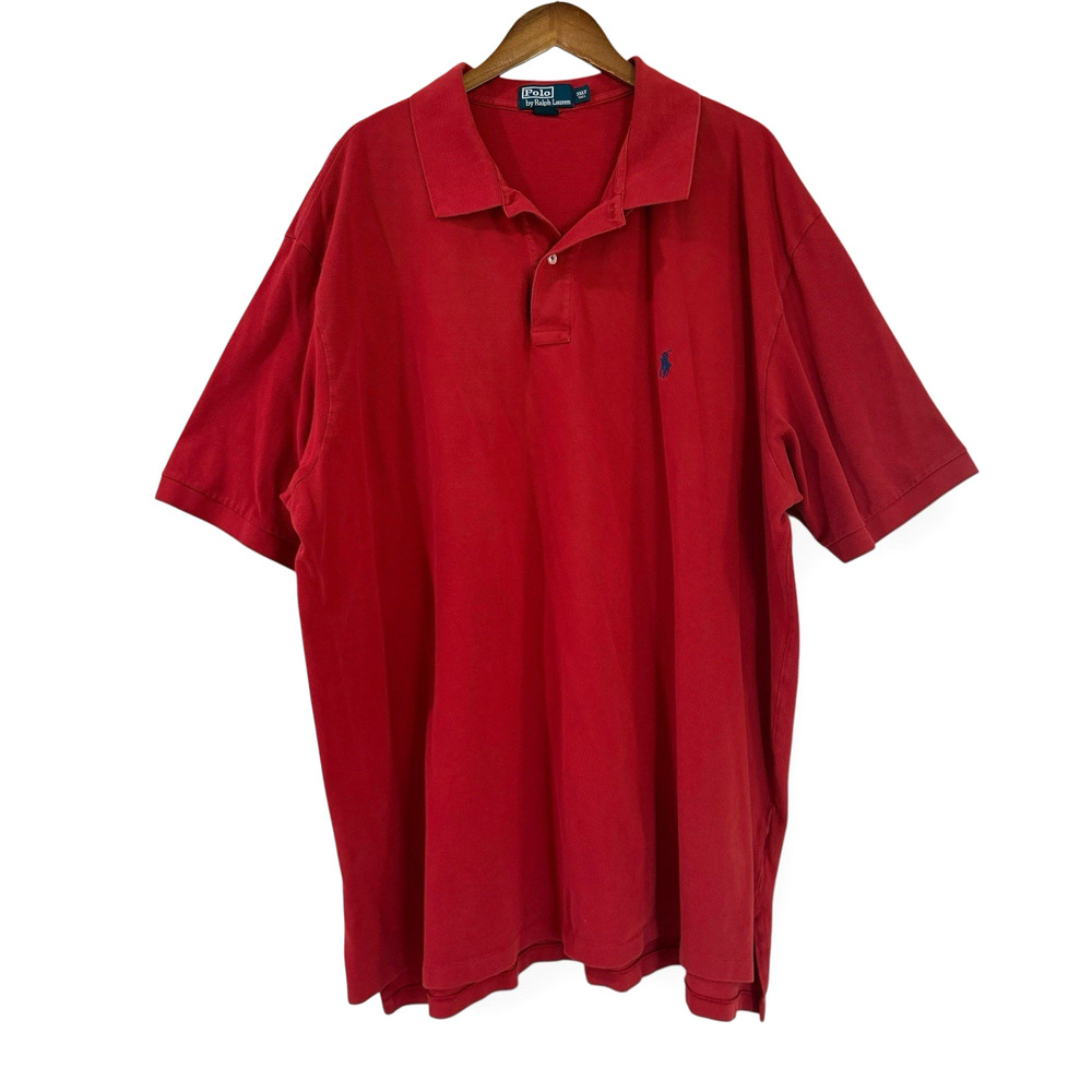 Vintage Polo Ralph Lauren Short Sleeve Polo Shirt Mens 3XLT Red Blue Pony Pique
